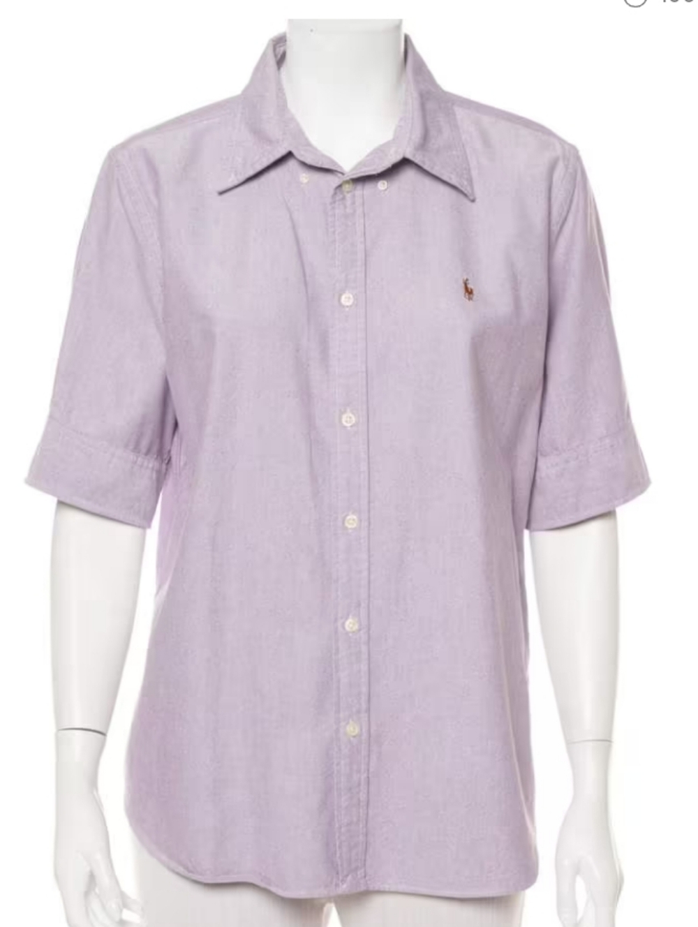 Ralph Lauren Button Down Short Sleeve Purple Shirt.